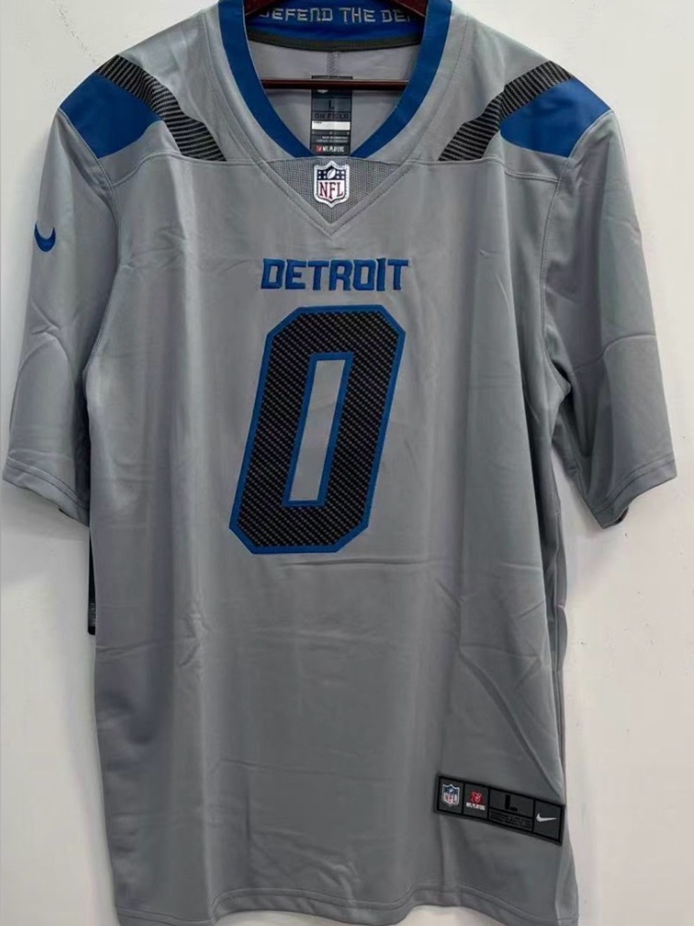 Jahmyr Gibbs #0 Detroit Lions Mens Grey Rivals Mens Medium Jersey